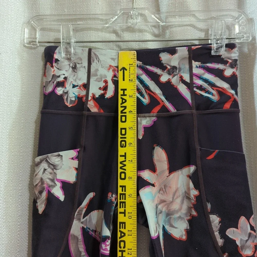 Athleta Leggings‎ Womens XS Purple Magnolia Floral Salutation Stash Pocket